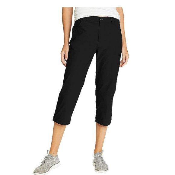 NWT Eddie Bauer Women's Tech Capri Nylon Outdoors Pants Black Size 16 $65 2HL49 - Picture 1 of 3